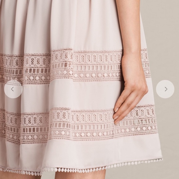 All Saints Rowy Lace Blush Pink Dress - Picture 4 of 10